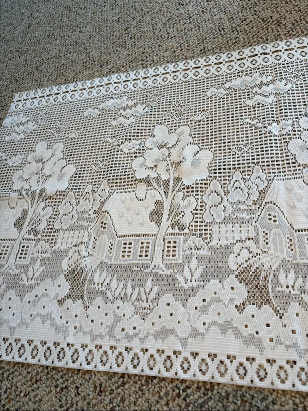 White Crochet Lace Table Runner/Fabric Piece 8’ x 24”